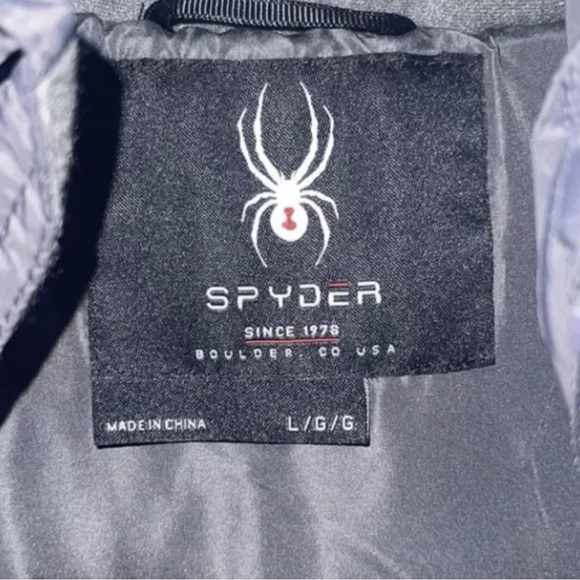 $399 Warm Winter Puffer Coat by Spyder gray ~ Jacket Large - Picture 3 of 4
